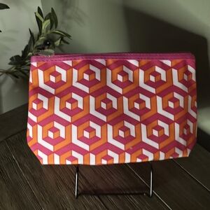 Clinique Geometric Pink & Orange Zip Pouch